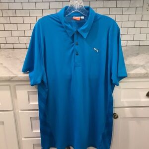 Puma Mens Polo Shirt Golf Size Large Blue Air Vent Short Sleeve Golfing Sports